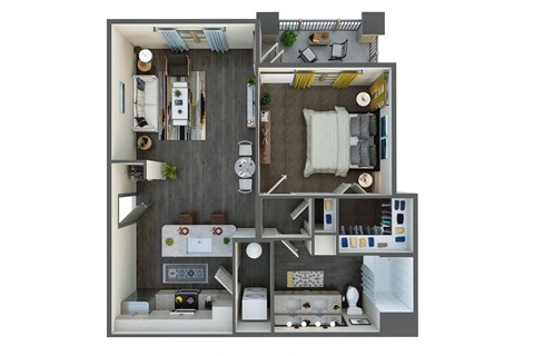 Floor plan for 1 bed, 1 bath, 786 sqft
